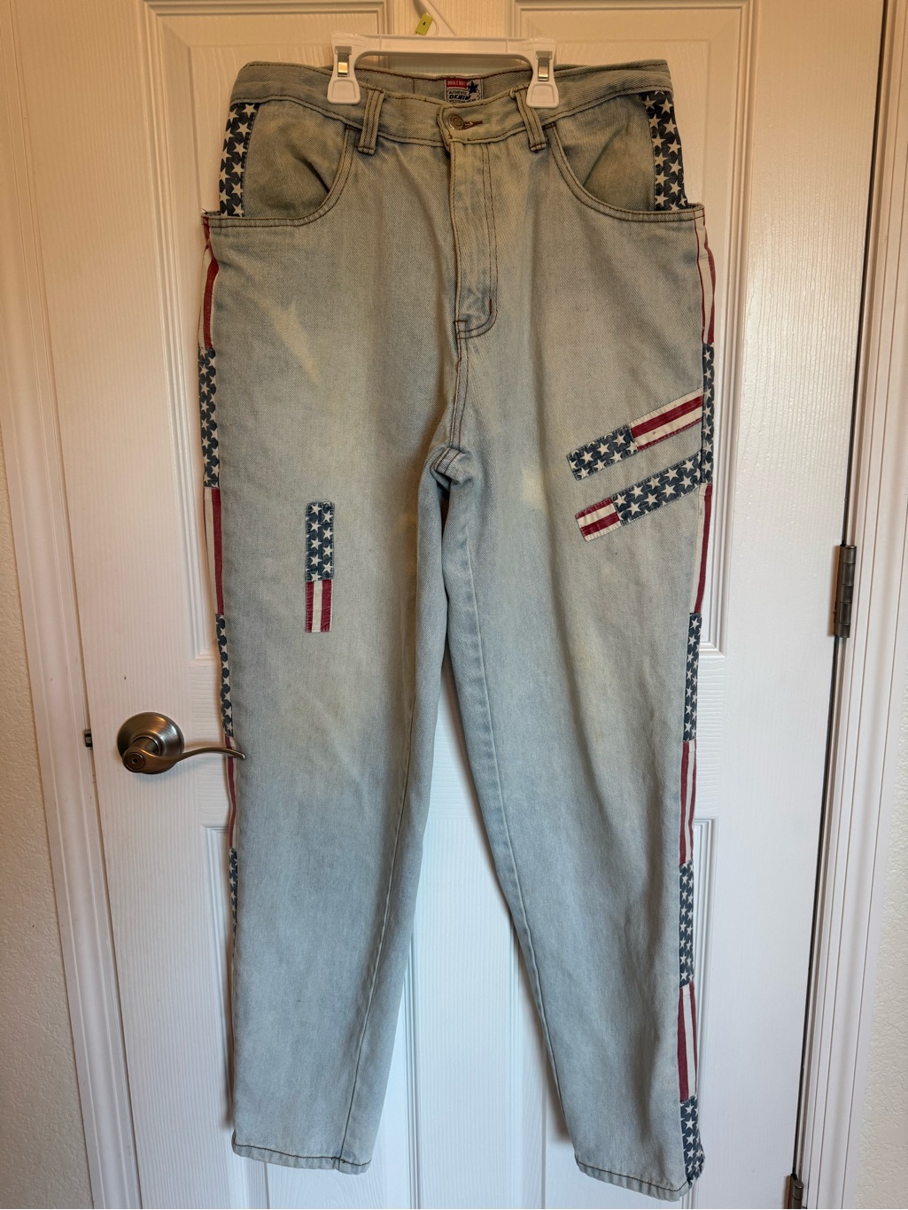 Bugle Boy Light Blue Denim Jeans With Red & Blue Logo Accents